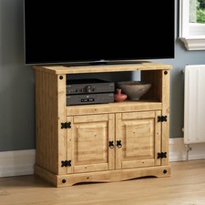 Corona TV Unit Entertainment Cabinet Display Storage Stand Solid Waxed Pine