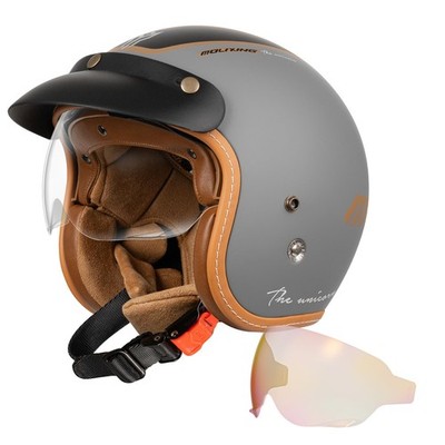 Retro Open Face Motorcycle Helmet  DOT Approved, Sun Shield, Comfort Fit
