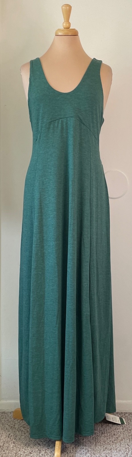 Halara XL U Neck Flowy Maxi Casual Tank Dress Jade Green Minimalist Summer NWT