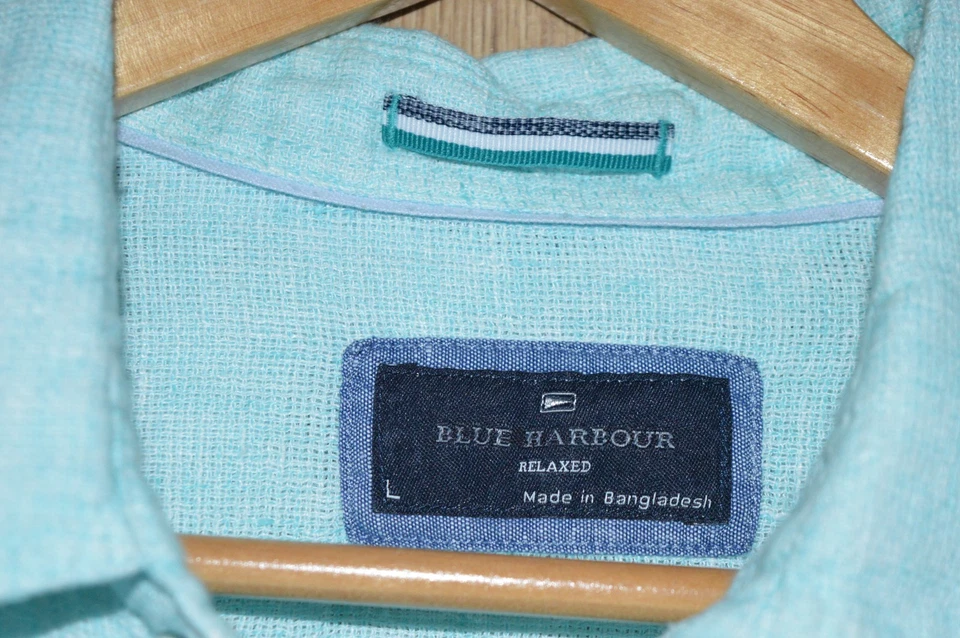 Marks & Spencer Blue Harbour 100% Flax Linen Mint Green Short Sleeve - Large L - Image 2 of 4
