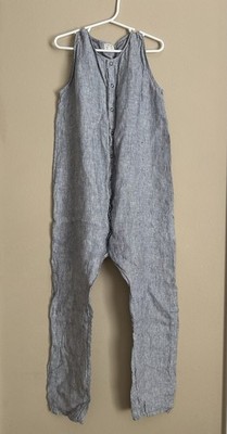 The Simple Folk Forest Organic Linen Jumpsuit 7/8 Years Blue Stripe Girl Boy $95
