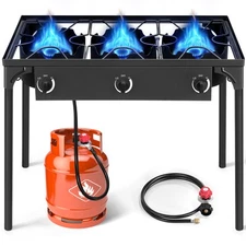Propane 7.5W-22.5 BTU 1-3 Gas Burners Outdoor Cooker Stove BBQ Grill US