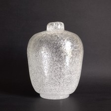 6" Pulegoso Style Art Glass Bud Vase Clear Handblown Bubbly Frothy Seguso Murano