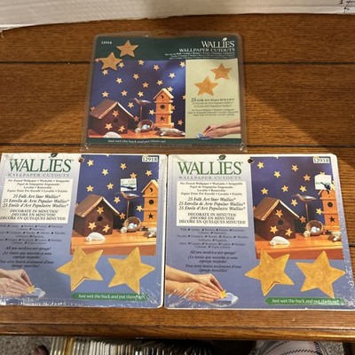 3 packs  Wallpaper Cutouts Lot Wallies NEW 25 folk art stars  in pack