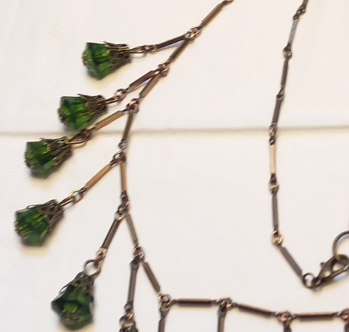24" Victorian Flavor Barlink Necklace W/30mm Green Plastic Dangles 05-01-2025 - Picture 3 of 22