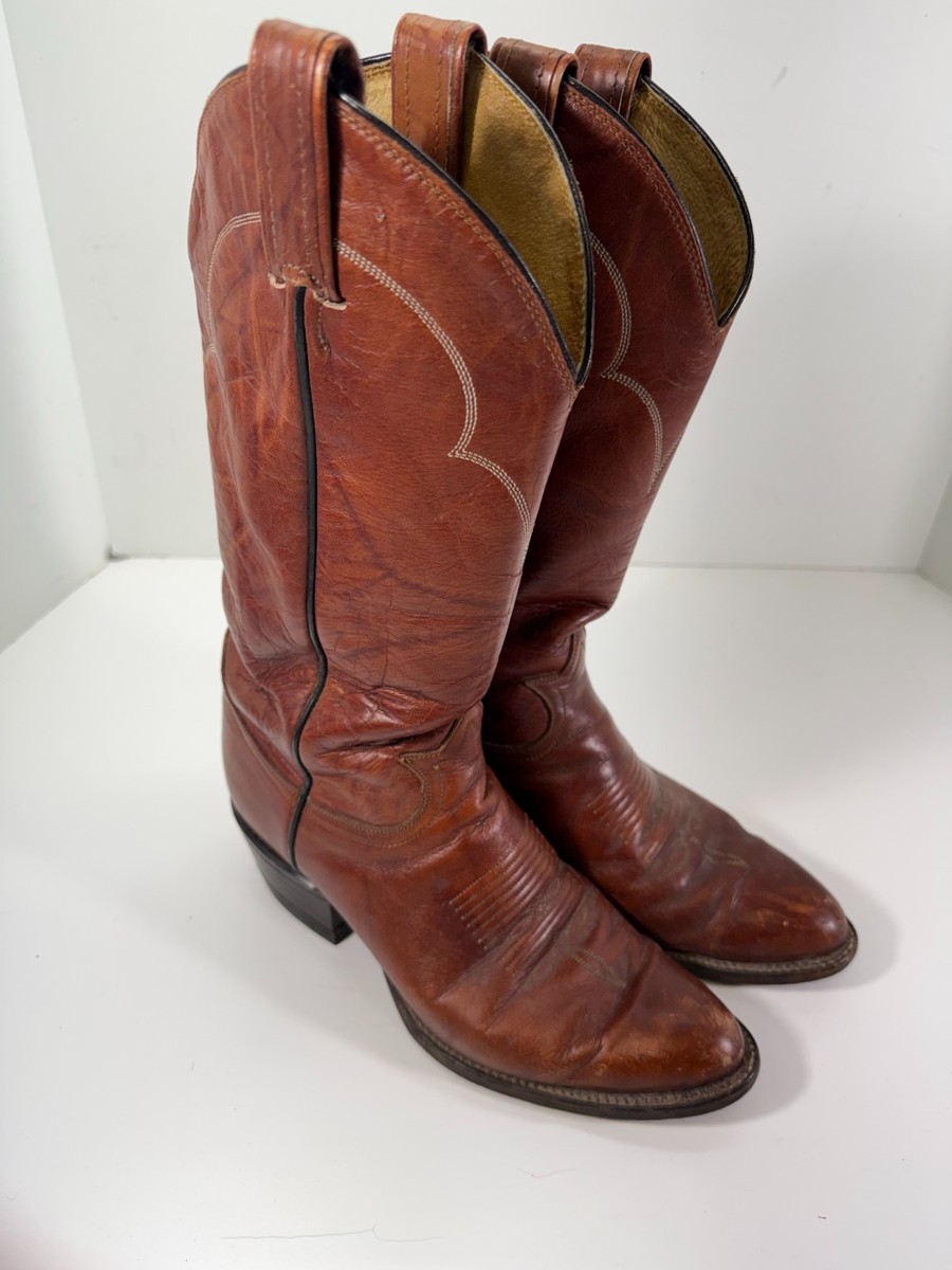 Tony Lama Cowboy Western Boots Mens 6 D Marbled Brown Leather