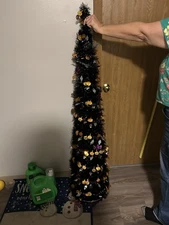 5 Foot Halloween Pumpkin Tree Led Lighting With Tinsel New Inbox