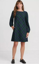 Lands' End Womens Blackwatch Plaid Brushed Flannel Long Sleeve shift Dress 2X