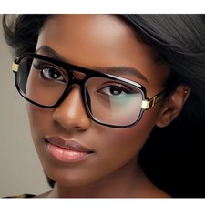 Oversized Square Clear Lens Glasses Black Frame Women Lady Style Fashion Eyewear
