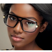 Oversized Square Clear Lens Glasses Black Frame Women Lady Style Fashion Eyewear