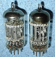 2 Amperex Bugle Boy 12AU7 ECC82 Vacuum Tubes  Vintage Audio Twin Triodes HOLLAND