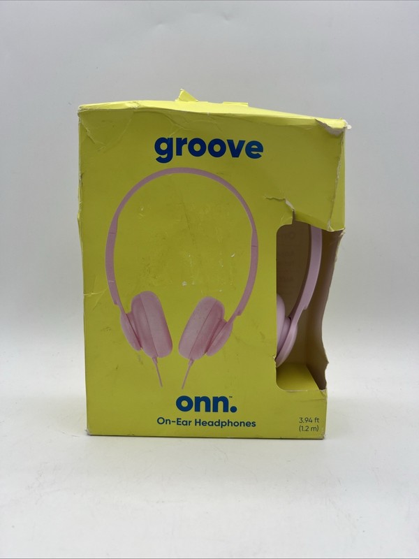 onn. Groove On-Ear Headphones, Adjustable Headband, 3.5mm Wired, Pink 3.94ft