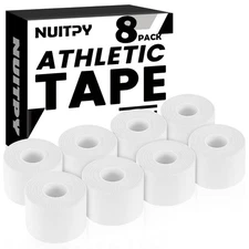 8 Pack White Athletic Sports Tape, Easy Tear Wrist Tape for Boxing & Gymnastics