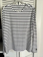 Coolibar Women’s UPF 50+ Navy White Striped Long Sleeve  Shirt Size XXL