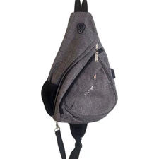 Tinyat Crossbody Gray Backpack Charger Port & Cord Tear Drop 4 Pocket 17"x11"f