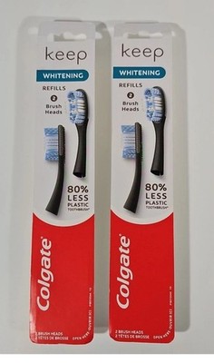Colgate Keep Whitening  Toothbrush Refills 4 Brush Heads 80% Less Plastic New