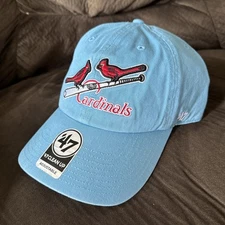 '47 Brand Clean Up Light Blue St. Louis Cardinals Cooperstown Adjustable Hat Cap