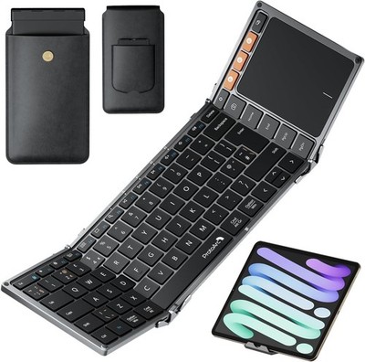 ProtoArc XK01 TP Tragbare Faltbare Tastatur mit Touchpad, Full Schwarz Grau 
