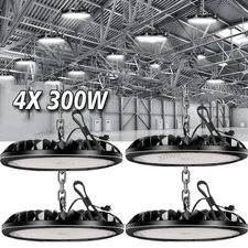 4 Pack 300W UFO LED High Bay Light Shop Industrial Commercial Factory Warehouse