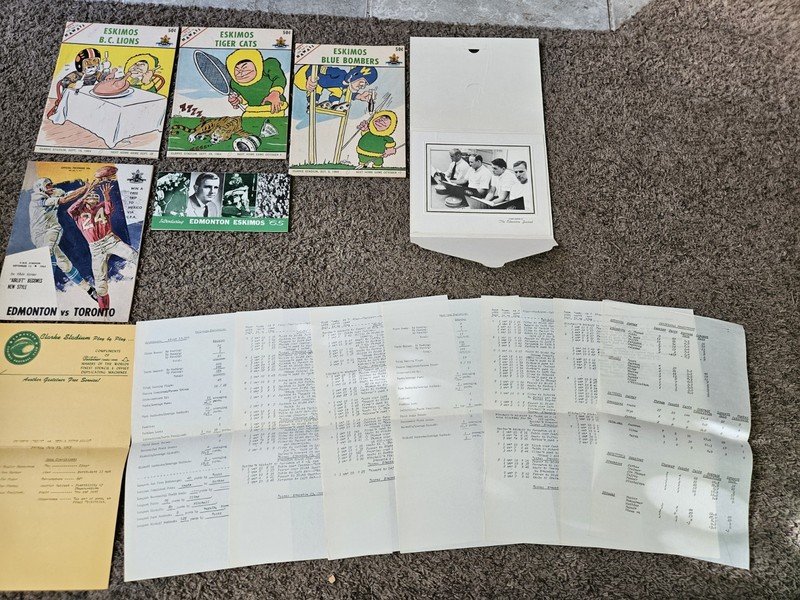Vintage 1964/65 Edmonton Eskimos CFL Football Programs Play By Play, Photo Anabo