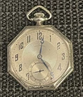 Antique Illinois Model 3 Gr 405 White 14k Gold Filled Octagon Ornate Case Runs