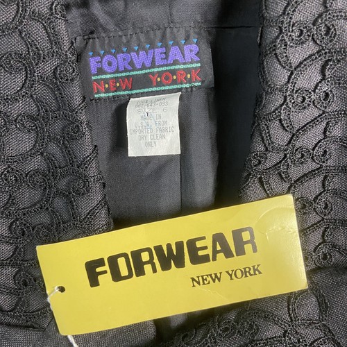 VTG Forwear New York Blazer Size 6 Shoulder Pad Embroidered 100% Linen Black NWT - Bild 8 von 8