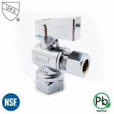 4406458 1/2" FIP x 1/4" Comp Quarter Turn Brass Angle Stop Valve (Lead Free)