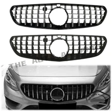 Chrome+Black GT-R Grille For Mercedes-Benz W217 C217 S-Class Coupe 2DR 2014-2017