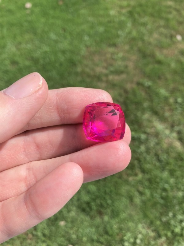 Natural certified TCW 38.00 Mozambique Pink Ruby Cushion Gemstone