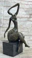 ORIGINAL ART DECO MODERN ABSTRACT NUDE FEMALE BRONZE STATUE BROWN PATINA GIFT NR