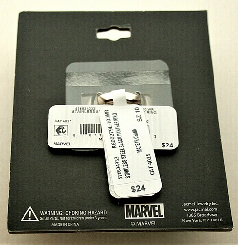 Marvel Comics Black Panther Avenger Stainless Steel Ring New Card sz 10 - Picture 3 of 3