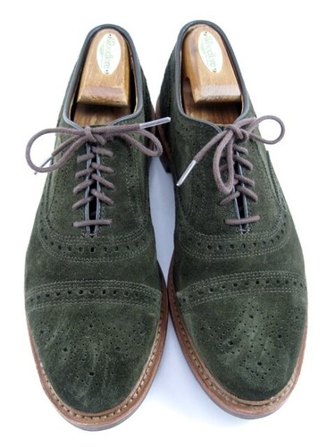 Oxford Allen Edmonds "STRANDMOK" punta a cappuccio 8,5 D caccia verde scamosciato DISCOTTO (571N)