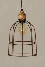 Studio 35 Iron and Wood pendant light (Rust Finish Iron & Natural Finish)