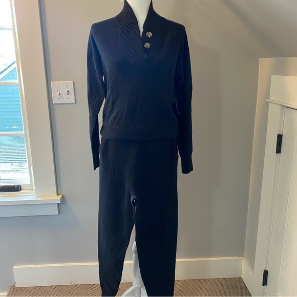 Tommy John black knit lounge set - henley sweater and joggers in size small