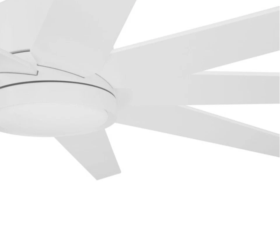 Ventilador de techo exterior LED de 9 aspas con control remoto CC blanco mate Champion hecho a mano 60" Foto 2 de 2