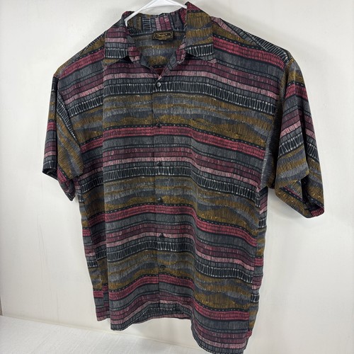 Monzini Collection Men's Size L Geometric Pink Purple Grey Shirt Made In USA - Picture 2 of 13