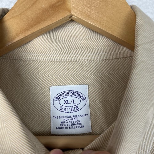 Vintage Brooks Brothers Button Down Dress Shirt Cashmere Blend XL/L Herringbone - Picture 2 of 13