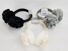 Lot of 3 Cute Flower Earmuff Soft Winter Headband Black/Beige/Grey Women/Girls