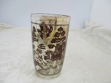 Vintage Swanky Swig Juice Glass in Blue Willow Carnival Pattern
