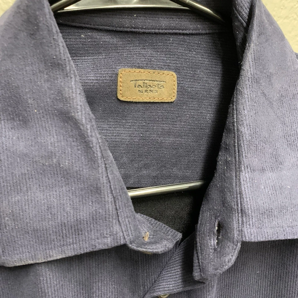 Talbots Shirt Mens Large Navy Blue Dress Corduroy Long Sleeve Pocket Button Down - Image 2 of 4