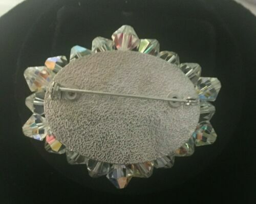 Vintage Oval Glass Iridescent Brooch View 3