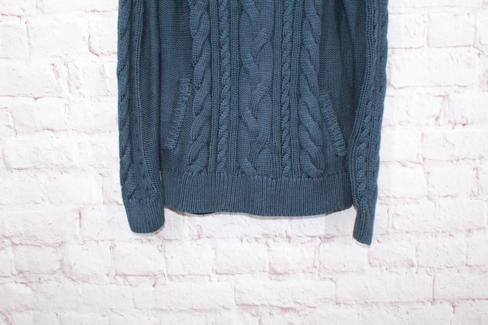 Suéter LL Bean Para Mujer Doble L Cable Mixto Cuello Embudo Clásico Azul Marino Talla M Foto 3 de 4