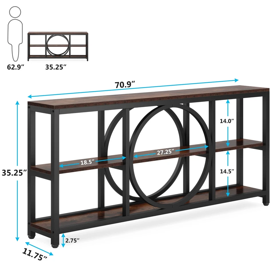 71" Long Narrow Sofa Table with Storage, Console Table for Entryway Living Room - Image 2 of 4