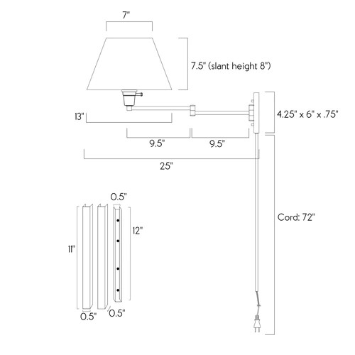 Kira Home Cambridge 13" Swing Arm Wall Lamp - Plug In/Wall Mount Multi-color opt - Picture 32 of 68