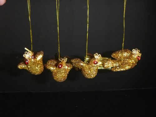 4 vintage anni 60 GOld Glitter Bird ornamenti natalizi coda orpello 3" L - Foto 2 di 10