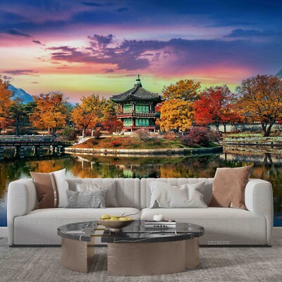 3D Park Autumn Landscape Self-adhesive Removable Wallpaper Murals