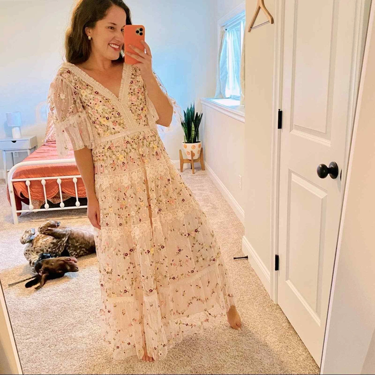 Pink tiered maxi best sale dress