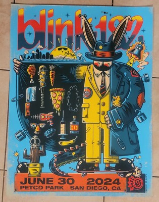 Wacolの販促用ポスター Blink 182 Poster San Diego 2024 Petco Park One More Time XX/1000