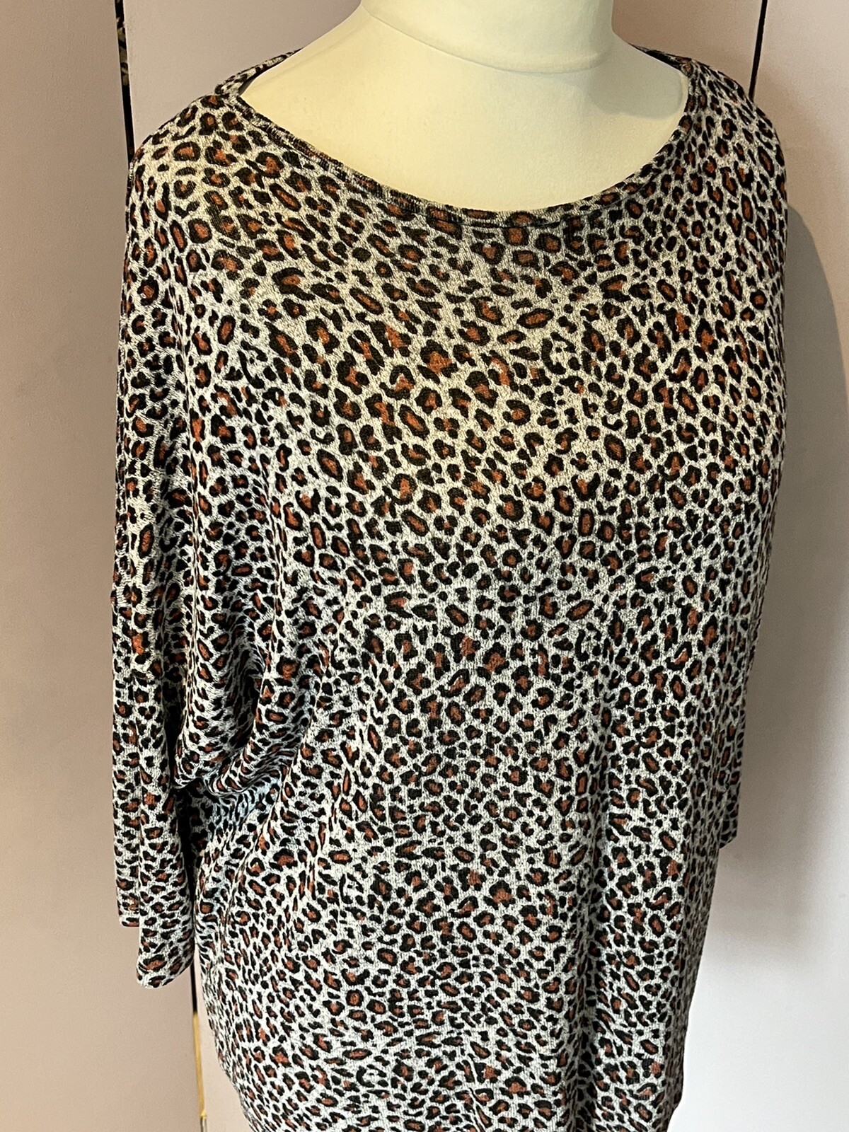 Tu Sainsburys Grey Brown Animal Print Jersey Jumper U… Gem