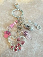 MINNIE MOUSE PINK HAND CRAFTED KEY CHAIN, HANDBAG CLIP, BACKPACK FOB,CHARM.